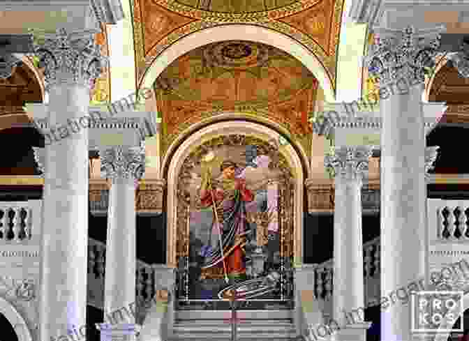 A Photograph Of The Celestial Mosaic On The Ceiling Of The Second Floor Of The Library Of Congress, Depicting The Sun, Moon, And Stars Frescoes And Moasics In The Architecture Of The Library Of Congress (Federalist Architecture)