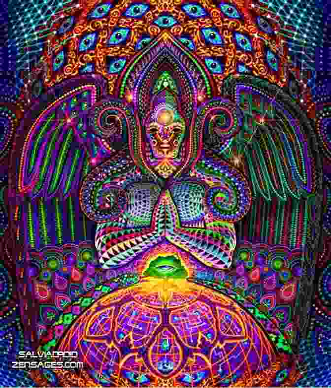 A Vibrant, Otherworldly Image Representing The Visionary Experiences Often Associated With DMT Journeys, Characterized By Vivid Colors, Geometric Patterns, And Encounters With Non Human Entities. DMT Dialogues: Encounters With The Spirit Molecule