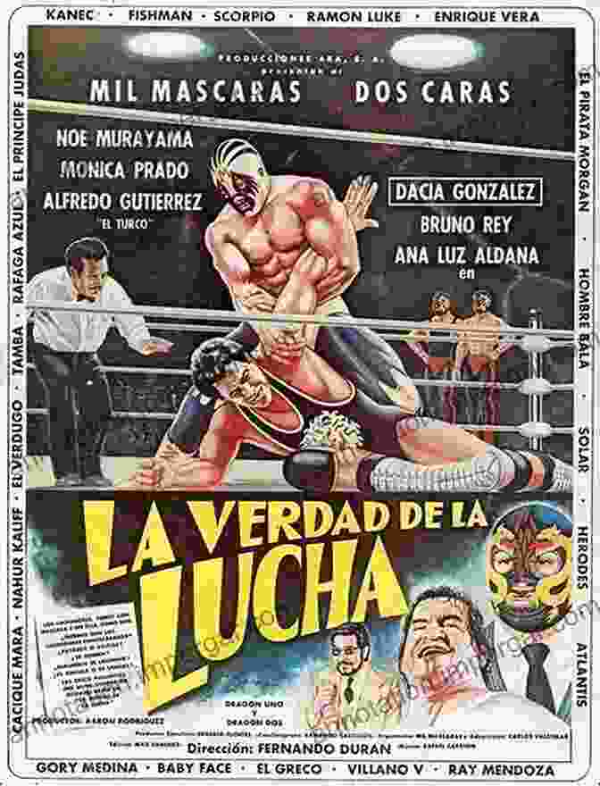 A Vibrant Poster Featuring Iconic Luchadores From Lucha Cinema Films Justice Wears A Mask: An Overview Of Lucha CInema